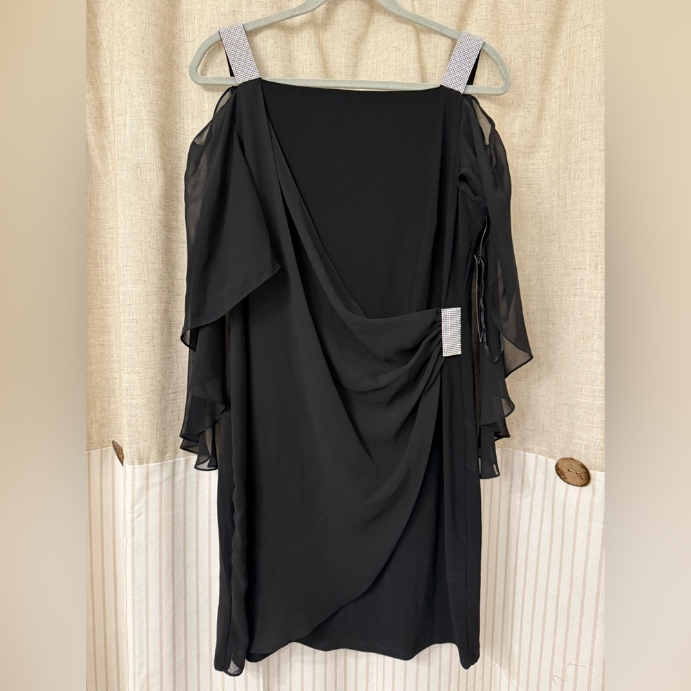 MSK Black Off The Shoulder Dress with Silver Straps